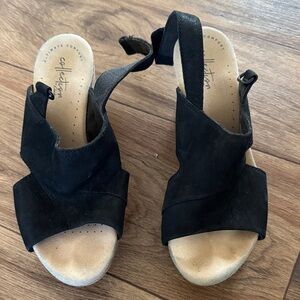 Clarks Black Open-Toe Sandals